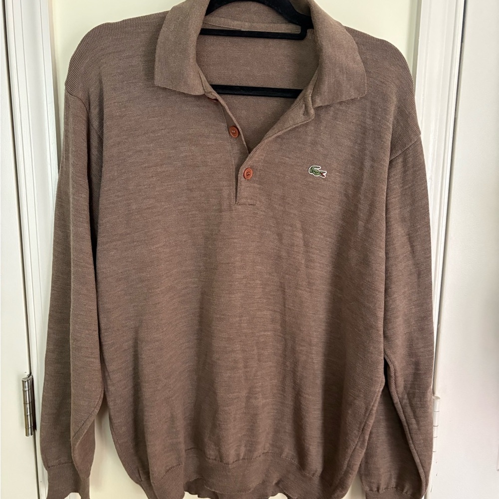 Lacoste Men's Tan Sweater with Logo